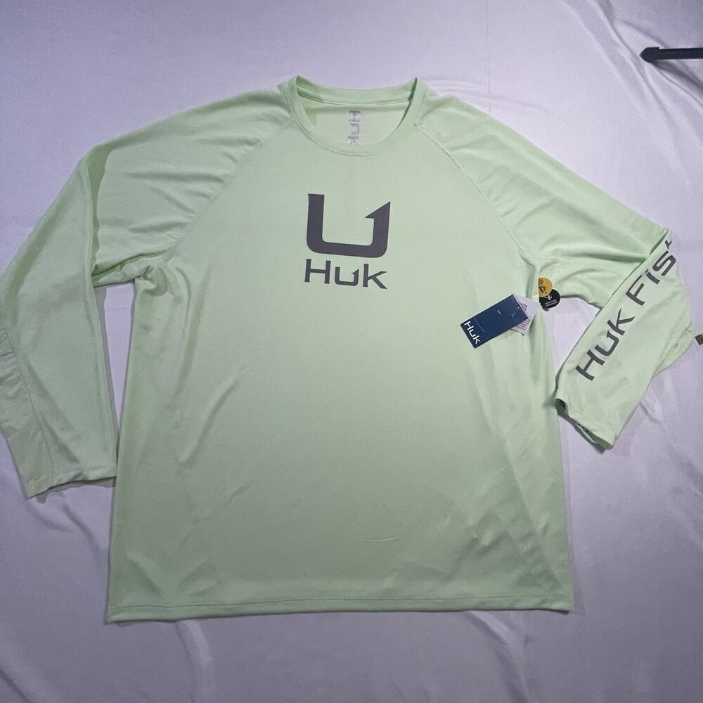 Huk Icon LS Crew Performance Fishing Shirt Mens XXL Mint Green UPF 50+ NWT